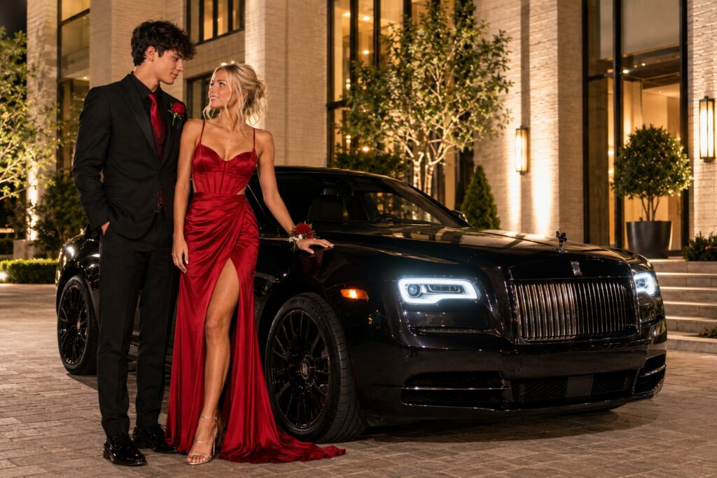 couples enjoing aniversary with rental car